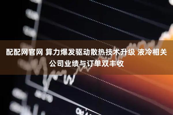 配配网官网 算力爆发驱动散热技术升级 液冷相关公司业绩与订单双丰收